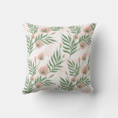 Coussin Motif Floral Monogrammé Nom Rose Vert Pastel (Verso)