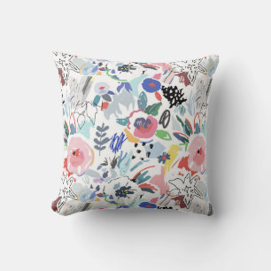 Coussin Motif Floral multicolore Pastel
