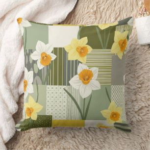 Coussin Motif floral narcisse du milieu du siècle