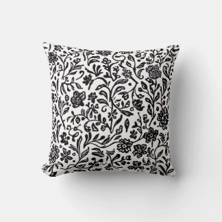 Coussin Motif floral noir et blanc d'accentuation