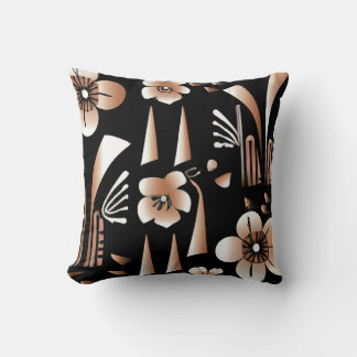 Coussin Motif floral noir et bronze