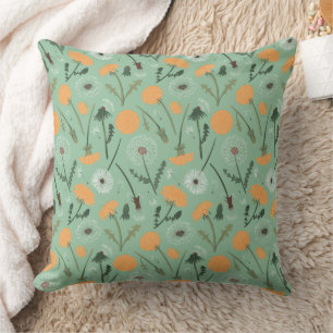 Coussin Motif floral orange fleurs de pissenlit