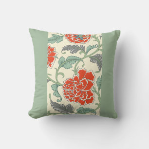 Coussin Motif floral orange vintage