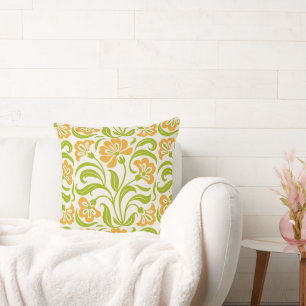 Coussin Motif floral paisley vintage Bota vert orange