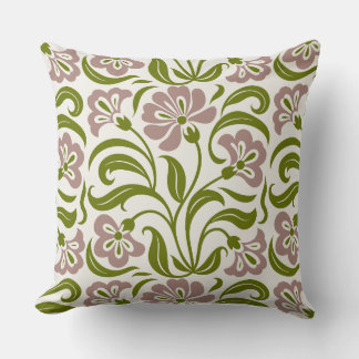 Coussin Motif floral paisley vintage | Botanique rose vert
