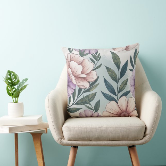Coussin Motif floral pastel doux (Chaise)