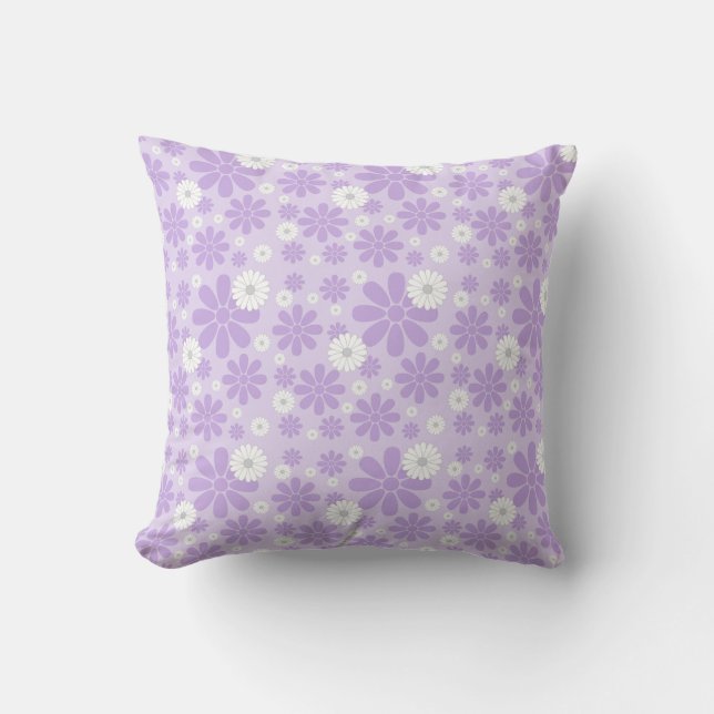 Coussin Motif Floral Pastel LAVANDE (Recto)