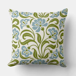 Coussin Motif floral rétro Botanica bleu vert vintage