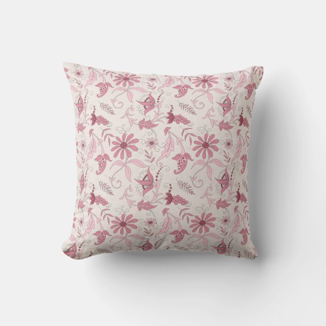 Coussin Motif floral rose (Recto)