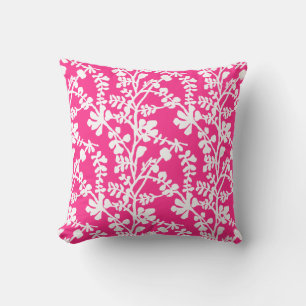 Coussin Motif Floral rose et blanc