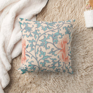 Coussin Motif floral rose et bleu du boho