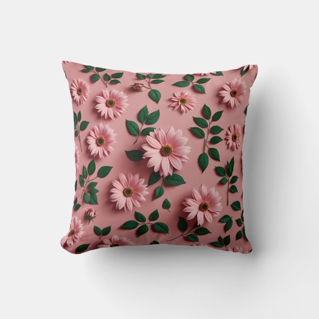 Coussin Motif Floral rose Jeu d'oreiller (Recto)