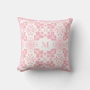 Coussin Motif floral rose moderne élégant et classe Monogr