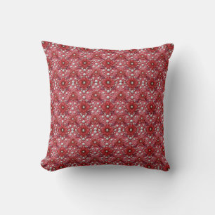 Coussin Motif floral rouge avec accents de perles