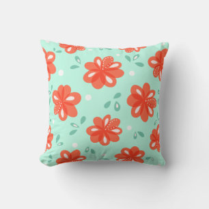 Coussin Motif floral rouge vert décoratif gai