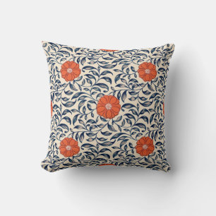 Coussin Motif floral sans couture avec fleur orange vibran
