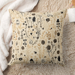 Coussin Motif floral sans couture dessiné à la main