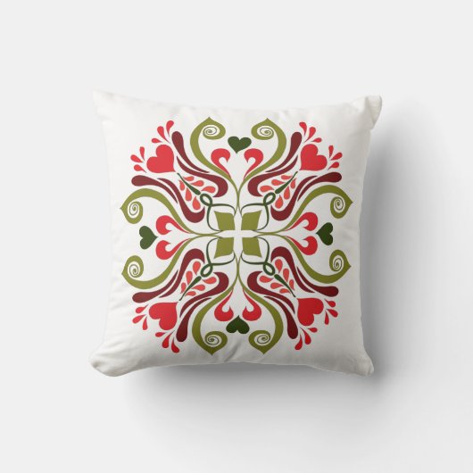 Coussin Motif Floral Traditionnel Hongrois Coloré (Recto)