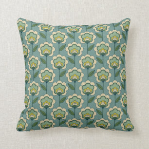 Coussin Motif floral turquoise et jaune