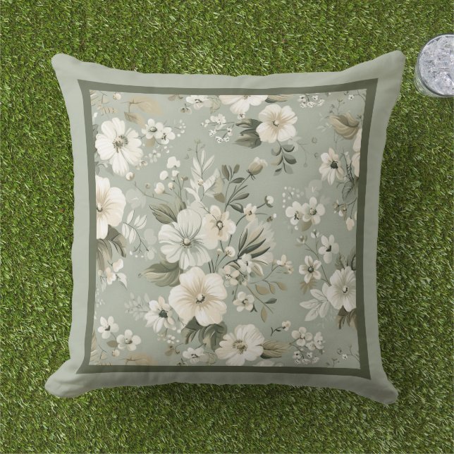 Coussin Motif floral vert (Herbe)