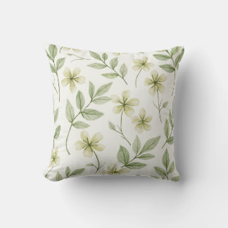 Coussin Motif floral vert aquarelle