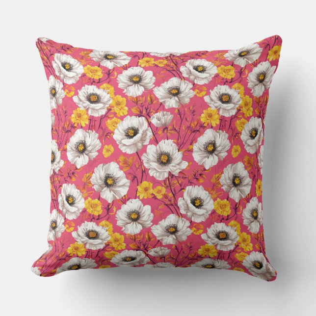 Coussin Motif floral vibrant (Recto)