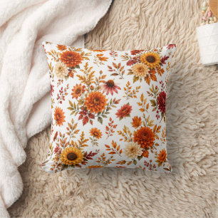 Coussin Motif floral vintage automnal avec tournesols