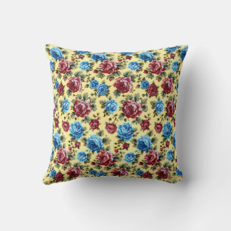 Coussin Motif floral vintage coloré romantique