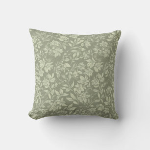 Coussin Motif floral vintage élégant vert sauge
