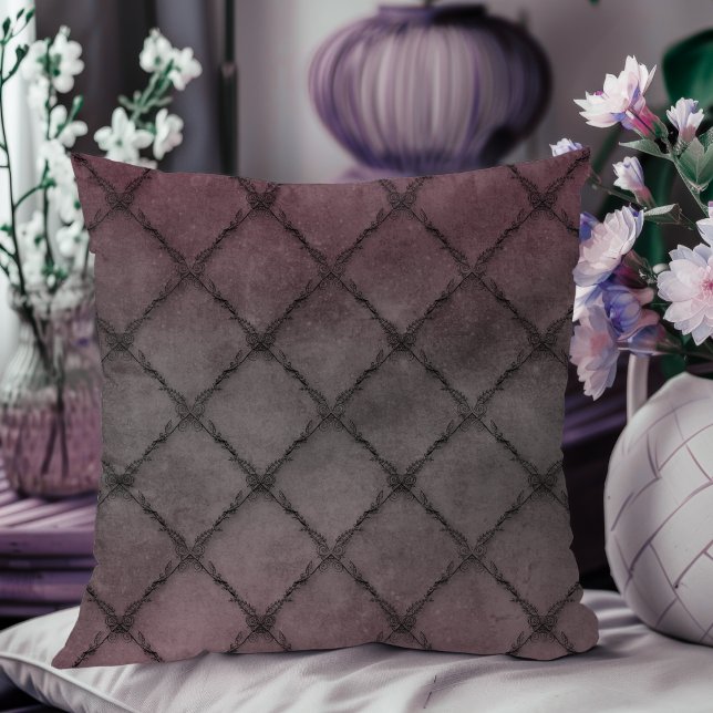 Coussin Motif floral Vintage minimal noir (Créateur téléchargé)