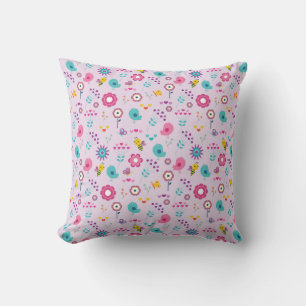 Coussin Motif Floral Violet mou Pastel Jeu d'oreiller