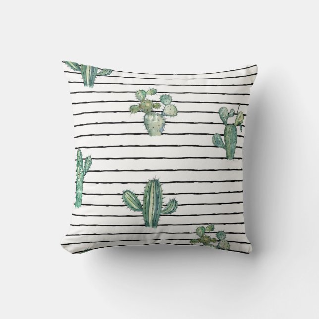 Coussin Motif fluide cactus aquarelle (Recto)