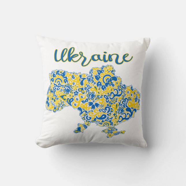 Coussin Motif folklorique et typographie ukrainienne  (Recto)