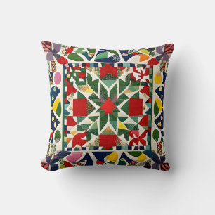 Coussin Motif folklorique multicolore