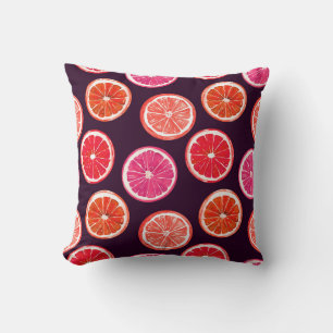 Coussin Motif foncé Citrus peint à la main