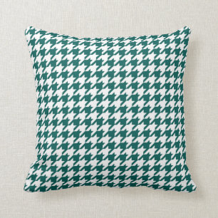 Coussin Motif Forest Green de pied-de-poule et blanc