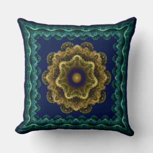 Coussin Motif fractal encadré de fleurs féeriques