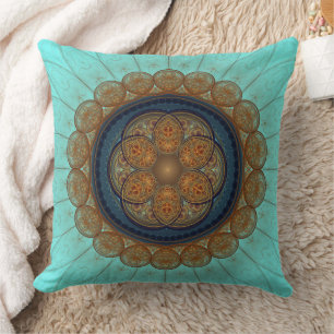 Coussin Motif fractal fleuri rouge