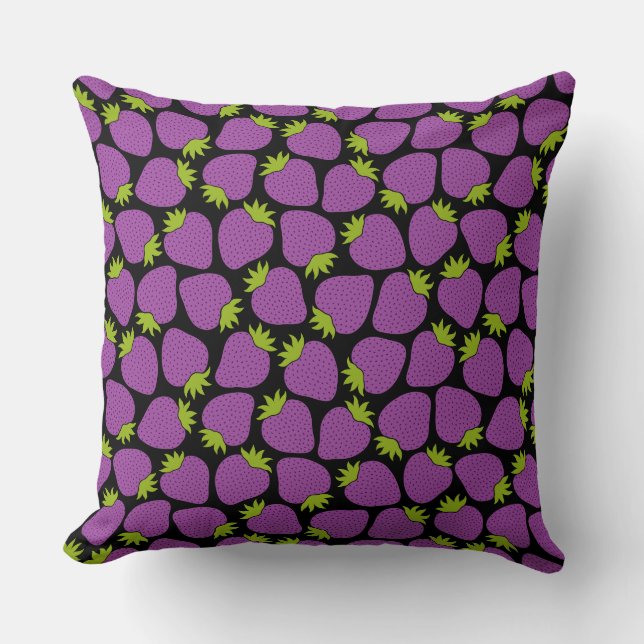 Coussin Motif Fraise Halloween Violet (Recto)