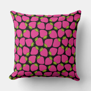 Coussin Motif Fraise Mignon Rose Féminin