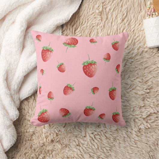 Coussin Motif fraise rose (Couverture)