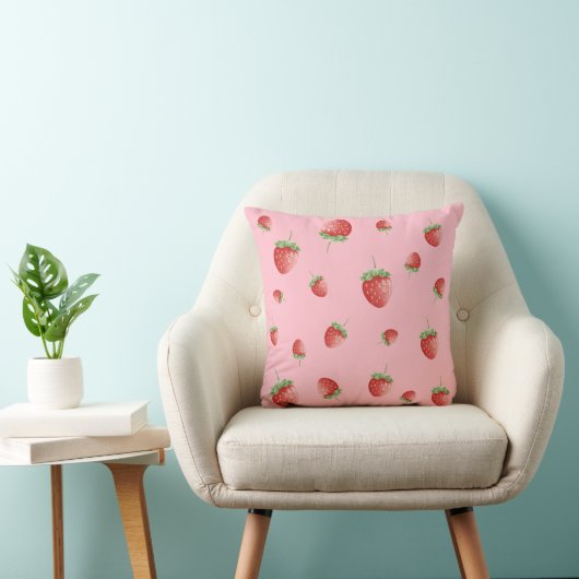 Coussin Motif fraise rose (Chaise)