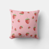 Coussin Motif fraise rose (Recto)