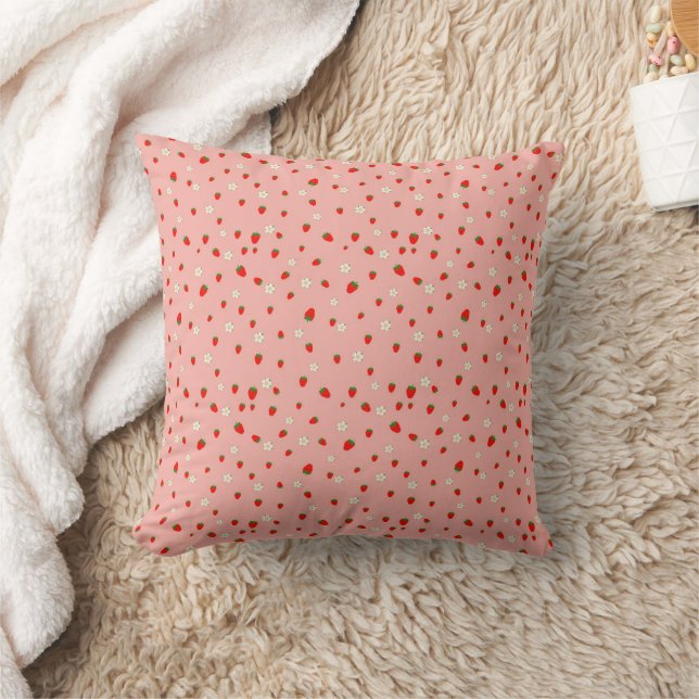 Coussin Motif Fraises et Fleurs (Couverture)