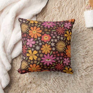 Coussin Motif funky psychédélique des années 70 avec des f