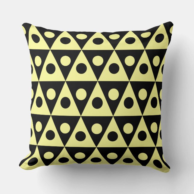 Coussin Motif géométrique 260514 - Chalk Jaune sur Noir (Recto)