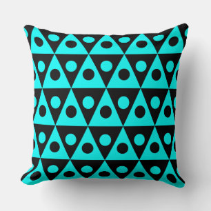 Coussin Motif géométrique 260514 - Cyan sur noir