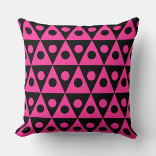 Coussin Motif géométrique 260514 - Rose chaud sur noir