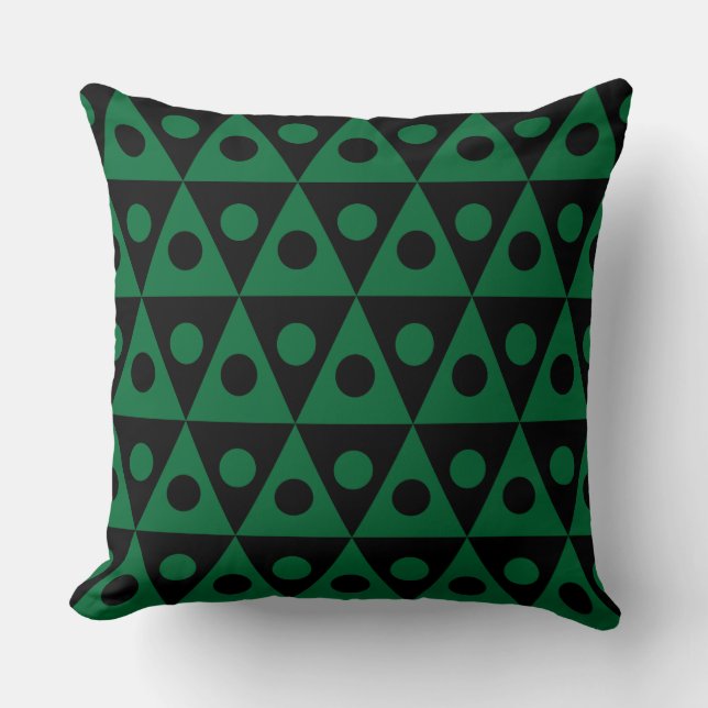 Coussin Motif géométrique 260514 - Vert forestier sur noir (Recto)