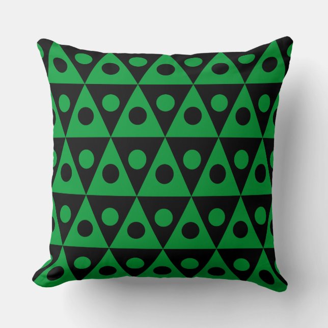 Coussin Motif géométrique 260514 - Vert herbe sur noir (Recto)